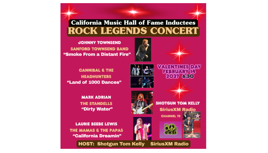 Flyer for California Music Hall of Fame Inductees | ROCK LEGENDS CONCERT